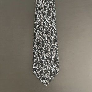 Boss Hugo Boss 100% Silk Black Paisley Neck Tie, Made In Italy